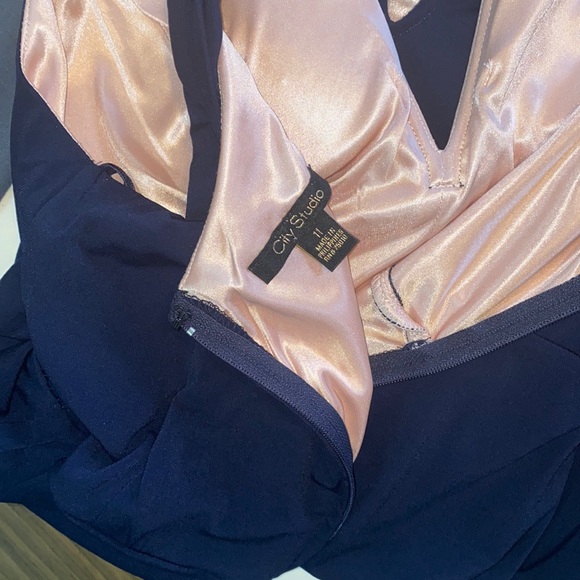 Navy Blue City Studio Long Prom Dress - Picture 3 of 8